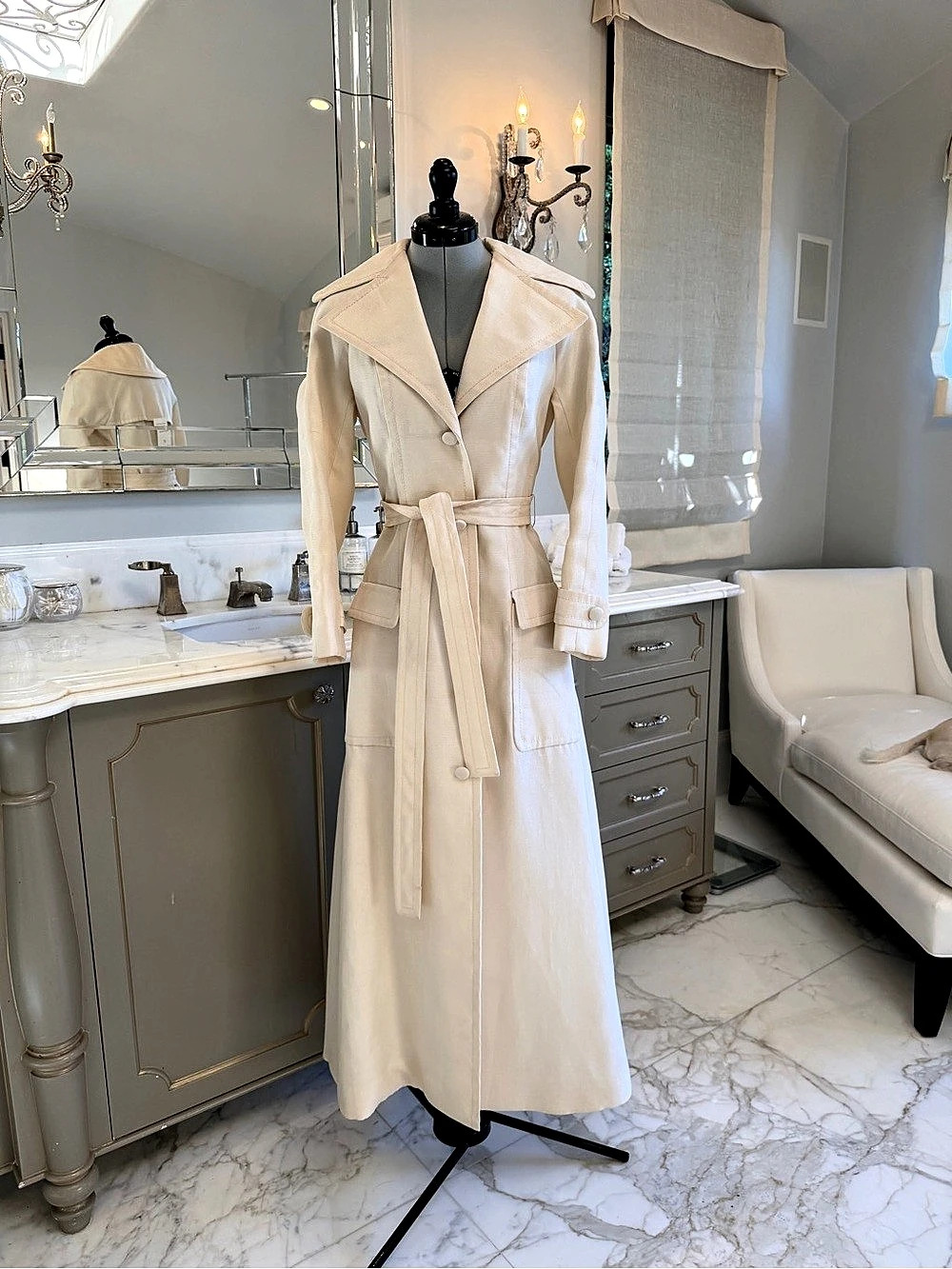Christian Dior Cream Full-Length Trench Coat NWT